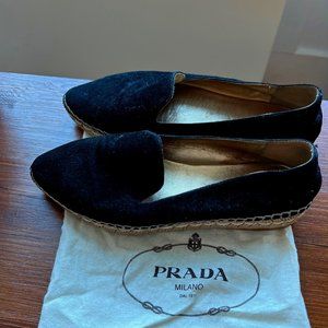 Prada Black Suede Espadrilles Size 35